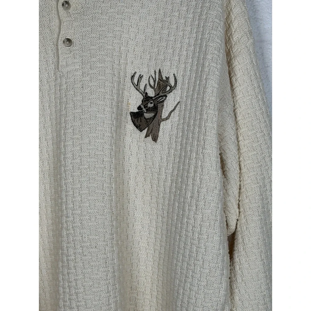 Fieldmaster Mens LT Sweater 90s Made USA Deer Hunting Old Money Preppy Henley